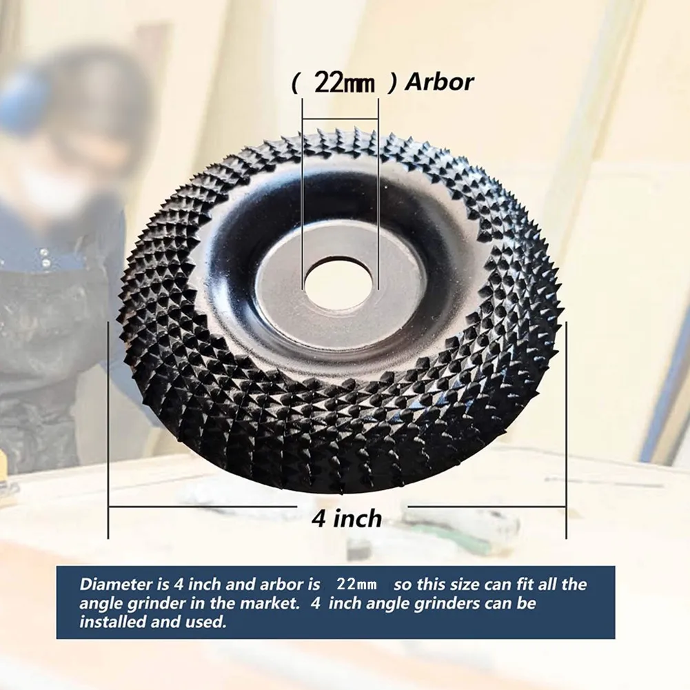 4 Inch Round Wood Angle Grinding Wheel Abrasive Disc Grinder Carbide Coating 22mm Bore Shaping Sanding Carving Rotary Tool | Инструменты