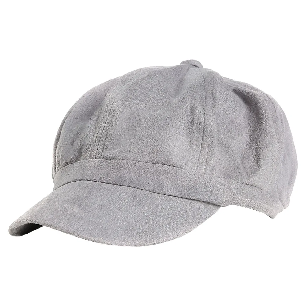 Женская теплая плоская шляпа, подарок, регулируемый британский стиль, стильная одноцветная восьмиугольная кепка, Ретро стиль, осенне-зимний берет газетчика, модная - Цвет: Light Grey