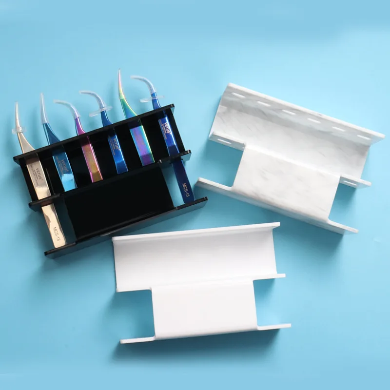 

1 Set Acrylic Eyelash Tweezer Storage Holder 6Pcs Durable Convenient Tweezers Stand Shelf Holder Eyelashes extension Makeup Tool
