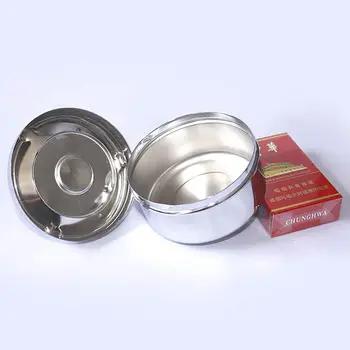 

1PC Round Rotate Ashtray with Cover Stainless Steel Ash Tray Smokeless Rotating Cigarette Ash Box