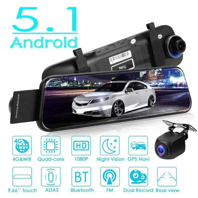 Phisung H58 4G Android 5,1 Автомобильная dvr камера gps Nav зеркало заднего вида Dashcam