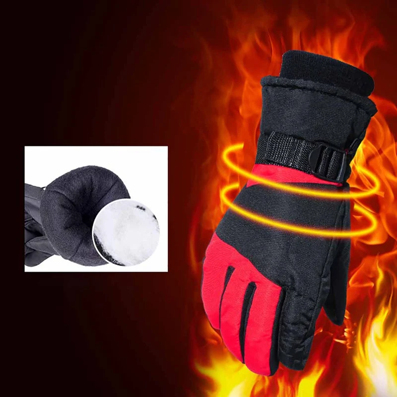 Skiing Gloves Full Finger Water Resistant Thick Thermal Fluffy Handwear Outdoor Winter Motorcycle Riding Snow Cycling Gloves