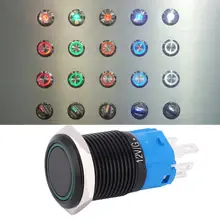 2PCS Waterproof Push Button Switch 5 Pin Button Switch 1NO1NC Self-locking Button Switch with Light fd self locking switch legs with long legs 2x3 frame
