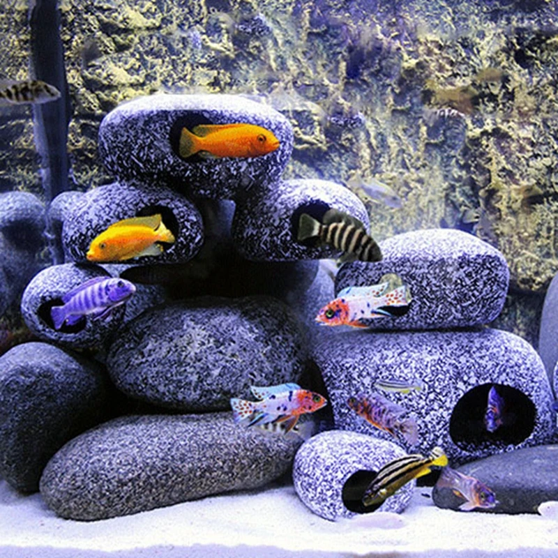 Рыба и домик для креветок разведение Танк цихлиды эксклюзивный камень карликовый цихлид дом укрытие аквариум ландшафтное украшение