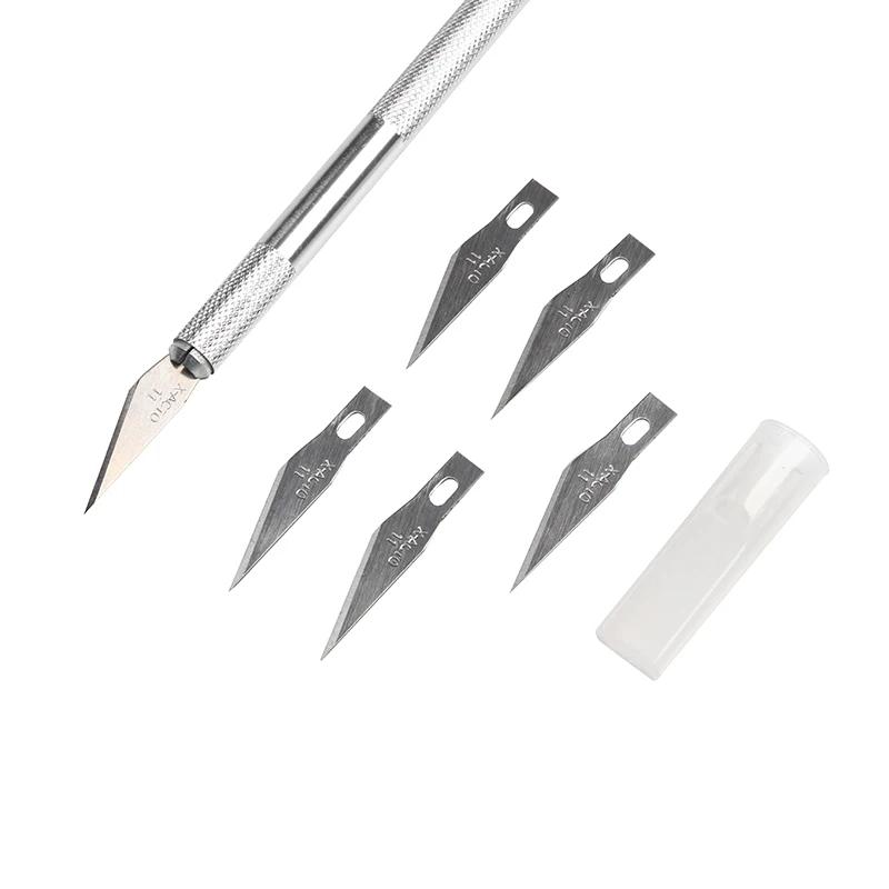 5 шт. набор лезвий резак гравировальные ремесленные ножи мобильный телефон PCB DIY ремонт ручной инструмент+ 1 комплект нескользящий металлический нож для скальпеля инструменты
