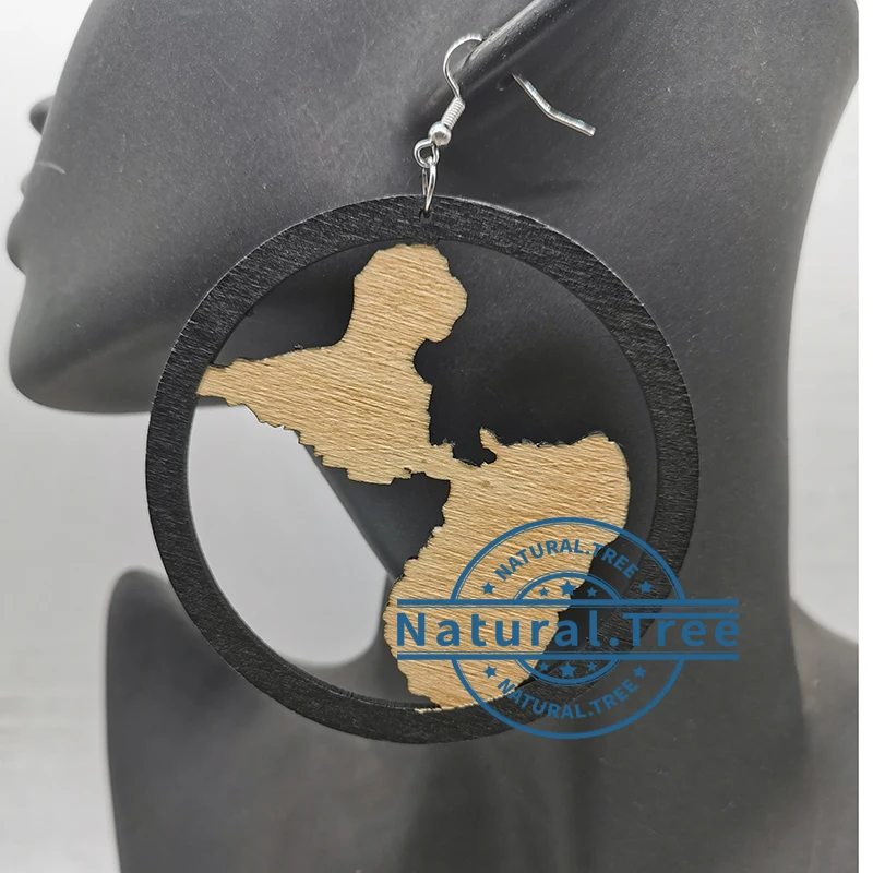 Бесплатная доставка! Деревянные серьги с флагом Франции Гваделупы|Серьги-кольца|