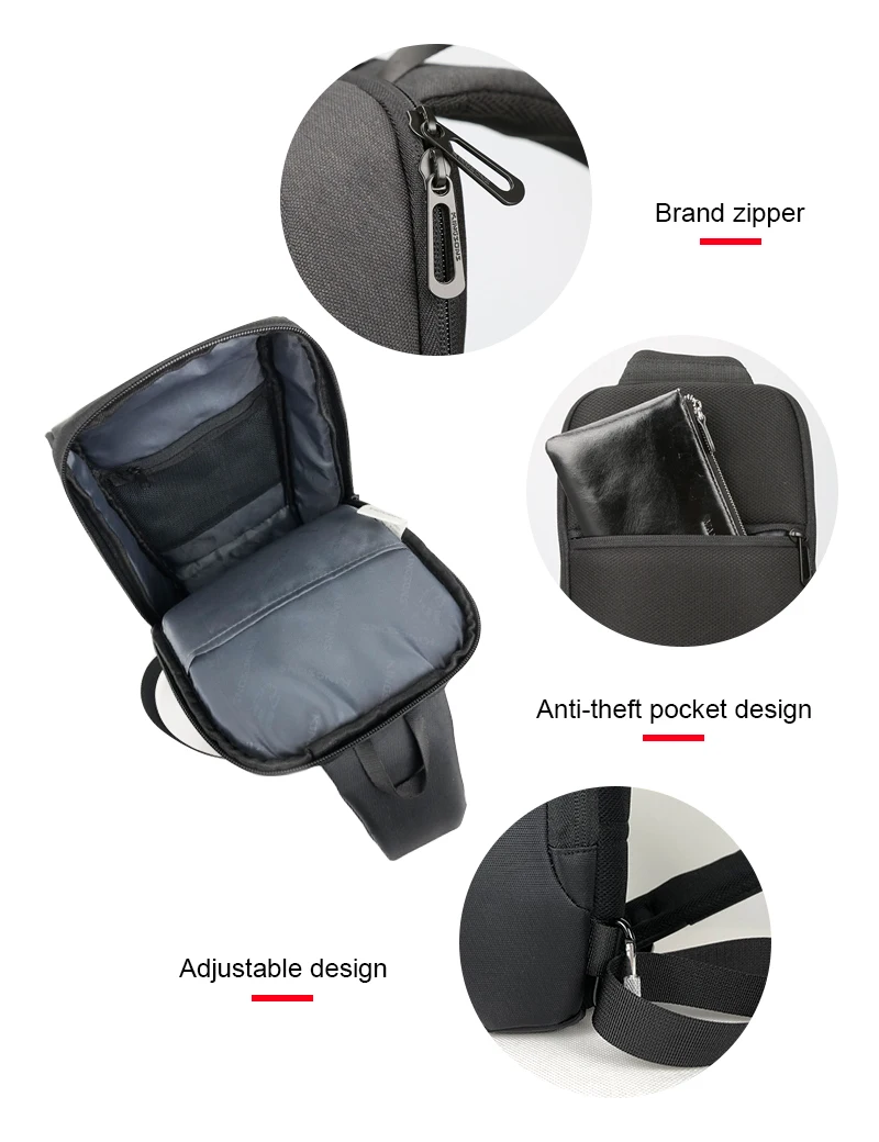  Kingsons Crossbody Bag For Men Leisure Small Single Shoulder Backpack Travel10.1 inch Chest Backpac - 32971257166