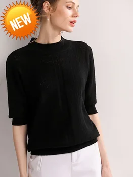 

style new cashmere sweater women sweaters and pullovers short sleeve half high collar female pullover women knit jumpers