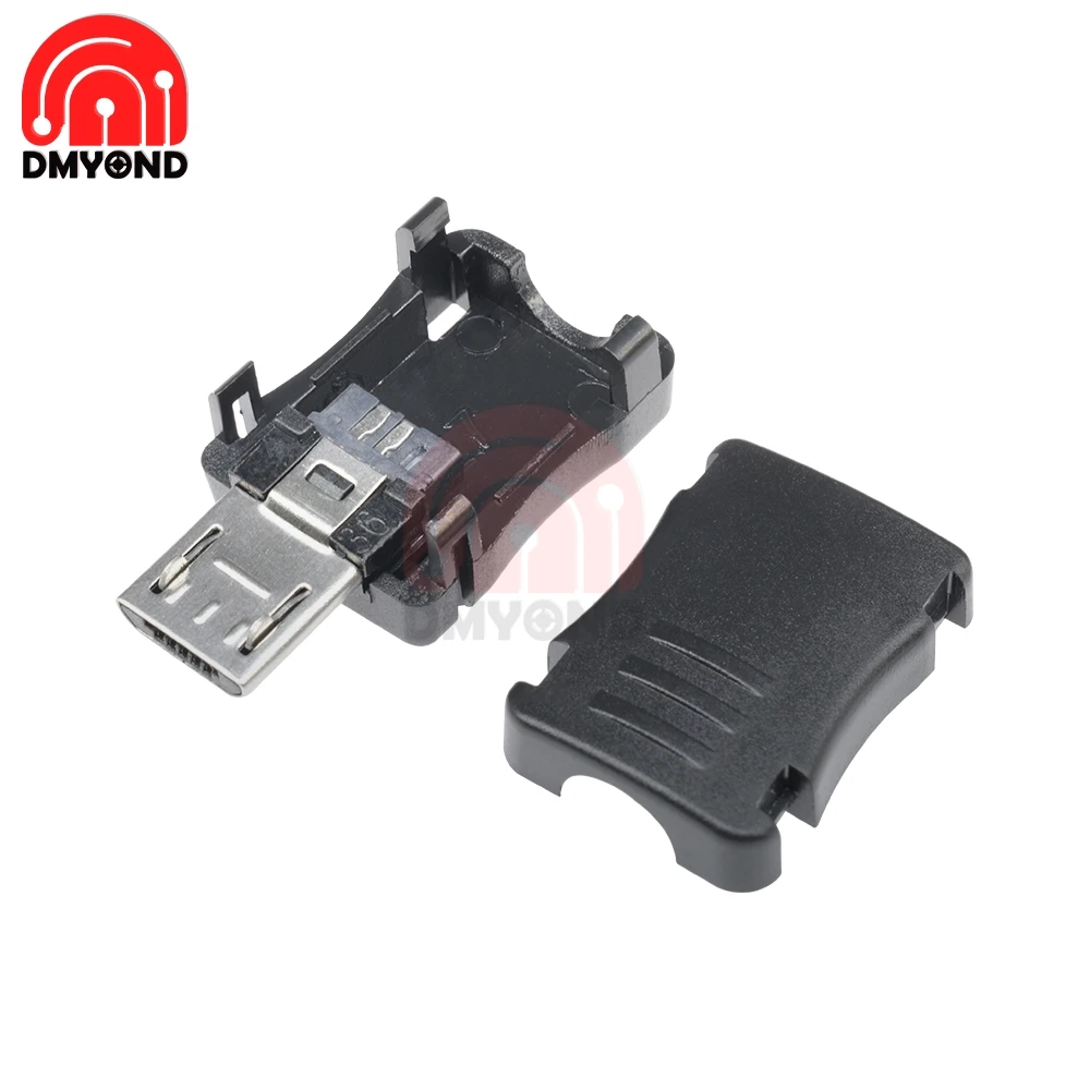 

10PCS DIY Micro USB 5 Pin T Port Male Plug Socket Connector With Plastic Cover 5P 5PIN Black