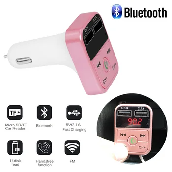 

Hands Free Car Kit Bluetooth FM Transmitter MP3 Music Player TF Flash Music 5V 2.1A USB Charger 12V-24V FM Modulator Accessorise