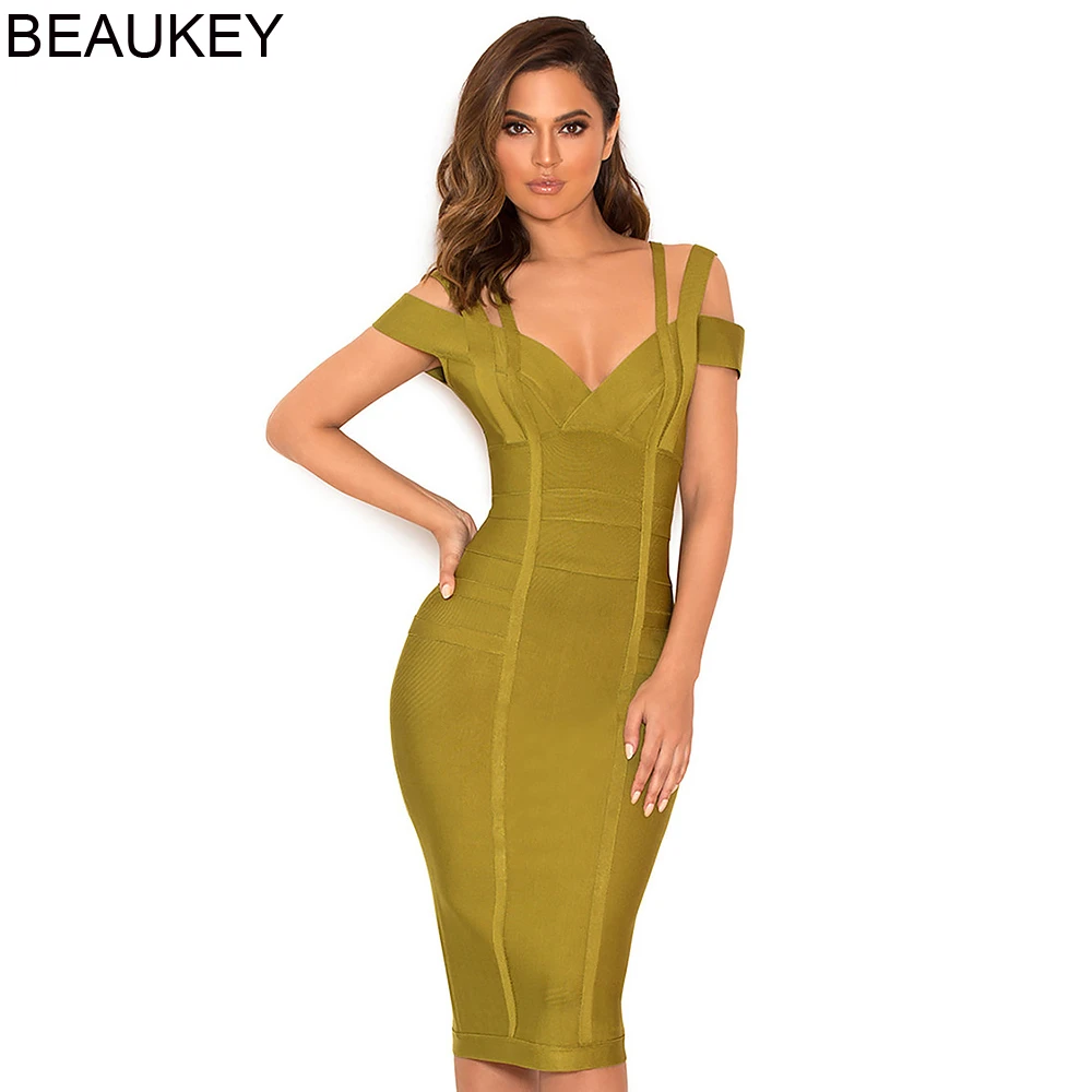 olive green bandage dress