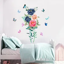 

1Set Wall Sticker Peony Wall Decal Butterfly 28*50cm PVC Business Interior Design Home Room Decoration Tickers Posters