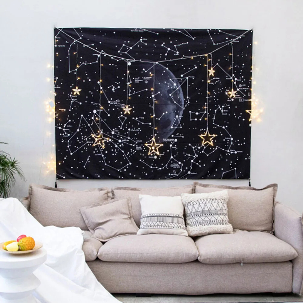

Luminous Tapestry Star and Moon Wall Hanging Tapestry Universe Galaxy Blanket for Dormitory Apartment Home Decoration 5