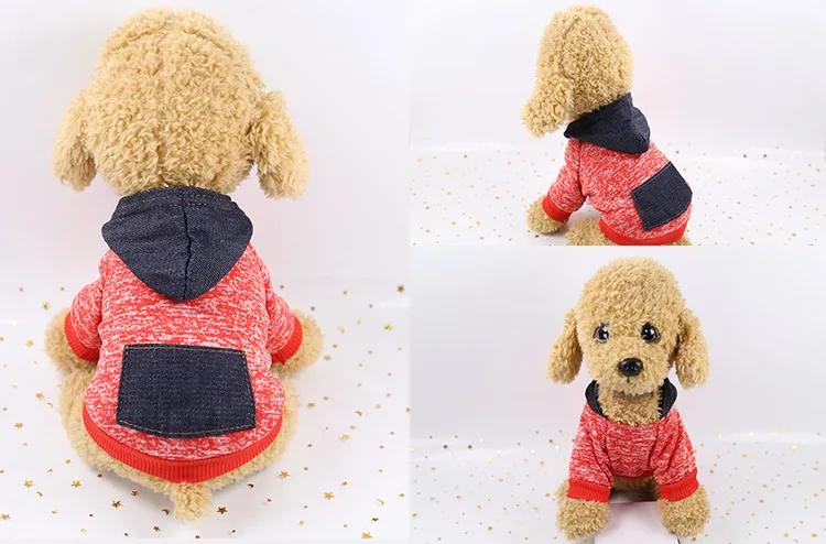 Спортивный свитер для домашних животных на осень и зиму, разноцветная одежда для маленьких собак, одежда для домашних питомцев щенков с капюшоном