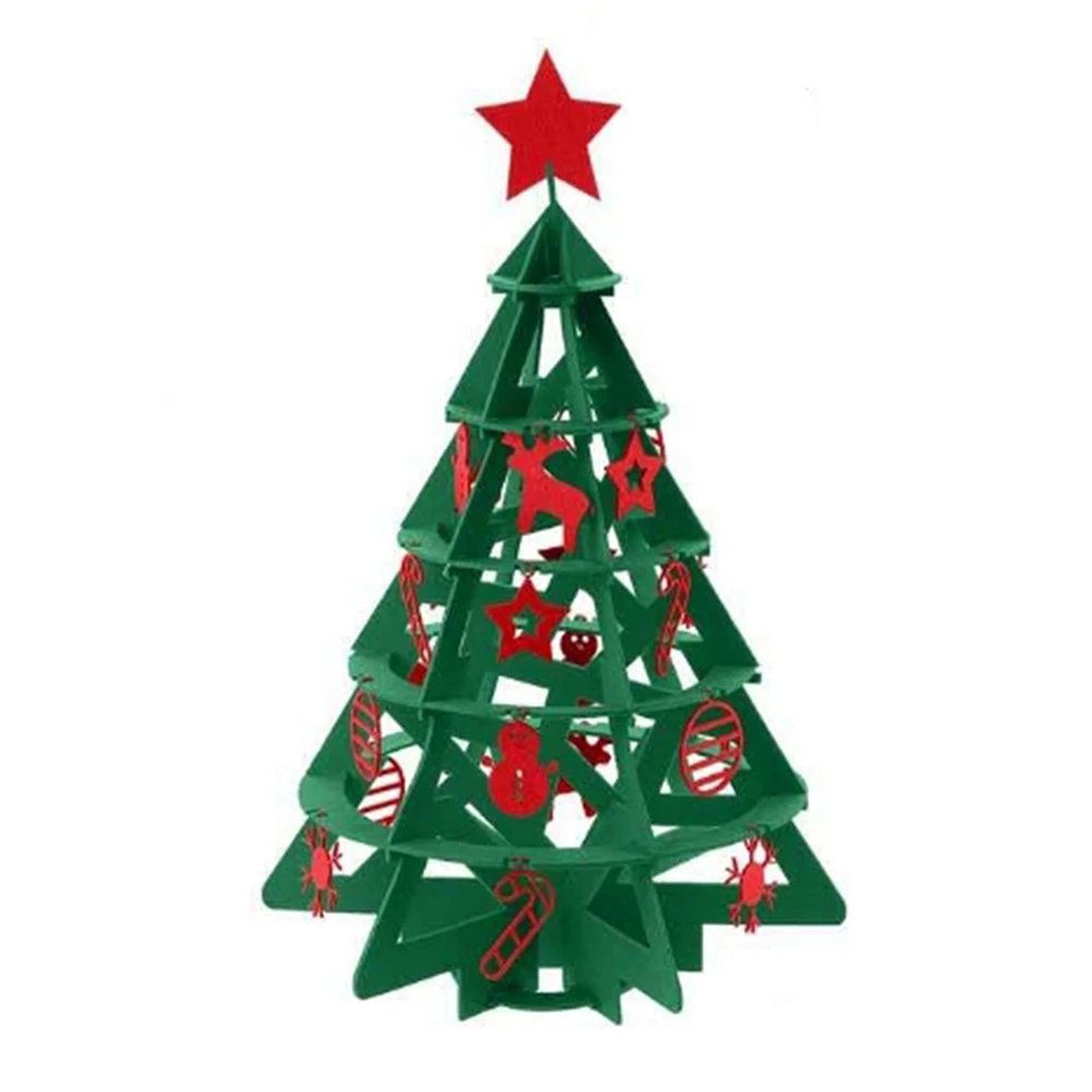 26pcs Christmas tree 3D felt children Toys Detachable Decoration for Xmas Kids Toddler Gifts Christmas tree Table Home Decor - Цвет: Мятно-зеленый