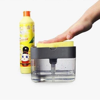 

2-in-1 Soap Dispenser Soap Pump Sponge Caddy New Creative Kitchen Manual Press Liquid Soap Dispenser With Sponge