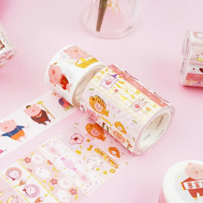 

Cute Pink Pig Festival Decorative Adhesive Stickers Washi Tape Stationery Stickers Pack DIY Bullet Journal Sticker