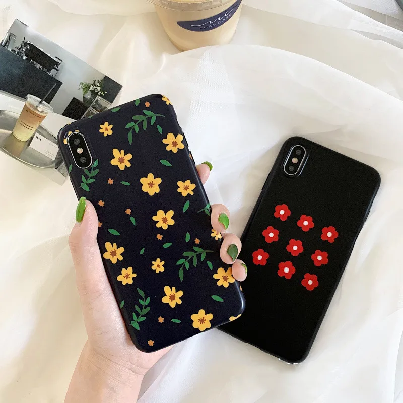 

INS Korean retro Vintage flowers phone case For iPhone 7 8 Plus XS Max XR Leaf Plant Cases For iPhone X 8 7 6S Plus Soft Cover