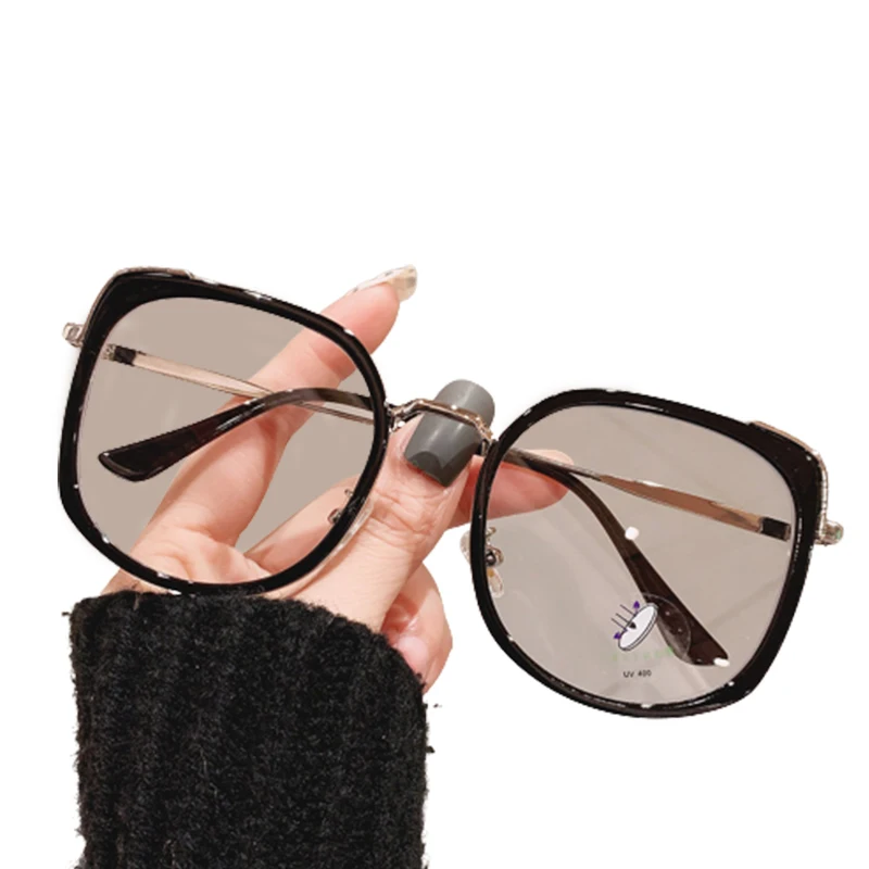 Unisex Anti-Blue Light Glasses Frame Vintage Large Square Eyeglasses Blocking Blue-Ray Oversized Spectacles Frames Men Women