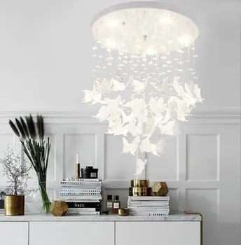 

Nordic Led Crystal Butterfly Chandelier White/pink Restaurant Chandelier Wedding Bedroom Lobby Decorative Art Hanging Lamp Avize