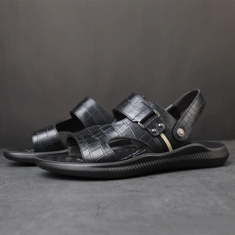

2019 summer new fashion wild leather open toe sandals men's shoes comfortable non-slip casual shoes flat shoes