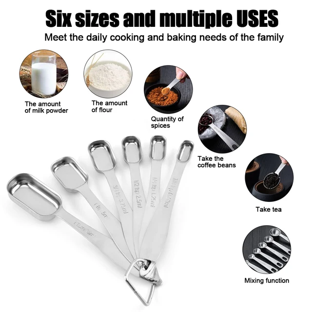 7 PCS Stainless Steel Measuring Cups For Baking Coffee Tea Kitchen  Measuring Spoon Scales Scoop Set Measuring Tools Easy To Grip - AliExpress