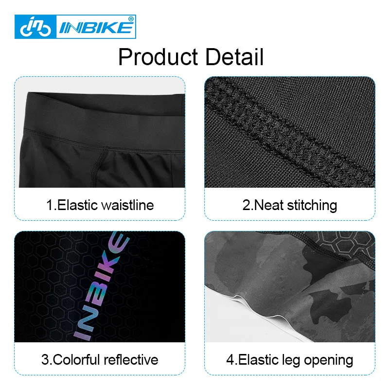 INBIKE 3D Thickened Pad Cycling Shorts Shockproof MTB Bicycle Shorts Summer Men Road Bike Shorts Reflective Downhill Tights