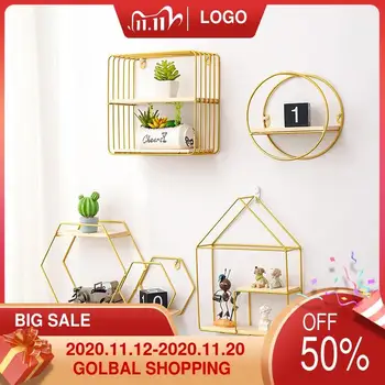 

Nordic Ins Wrought Iron Wall Storage Rack Living Room Hanging Basket Kitchen -Mounted Bathroom Decorative