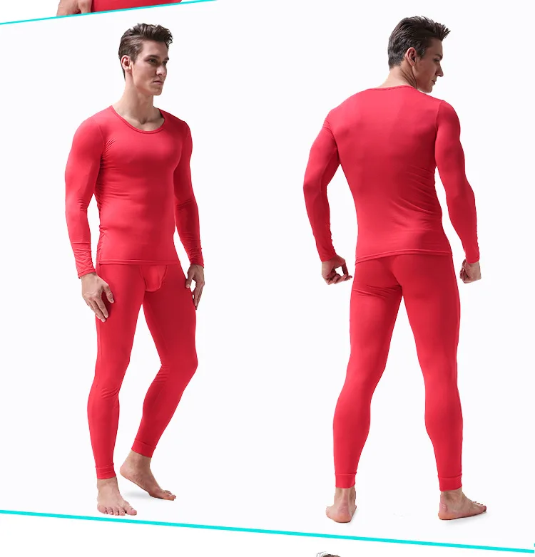 Thickened With Velvet Round Collar Long Johns Suit Male Set Men Winter Warm Thermal Underwear merino wool long underwear