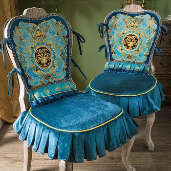 

Luxury Palace Velvet Chair Cover Solid Color Chair Seat Cushion European Classic Printing Backrest Home Non-slip Chairs Cover