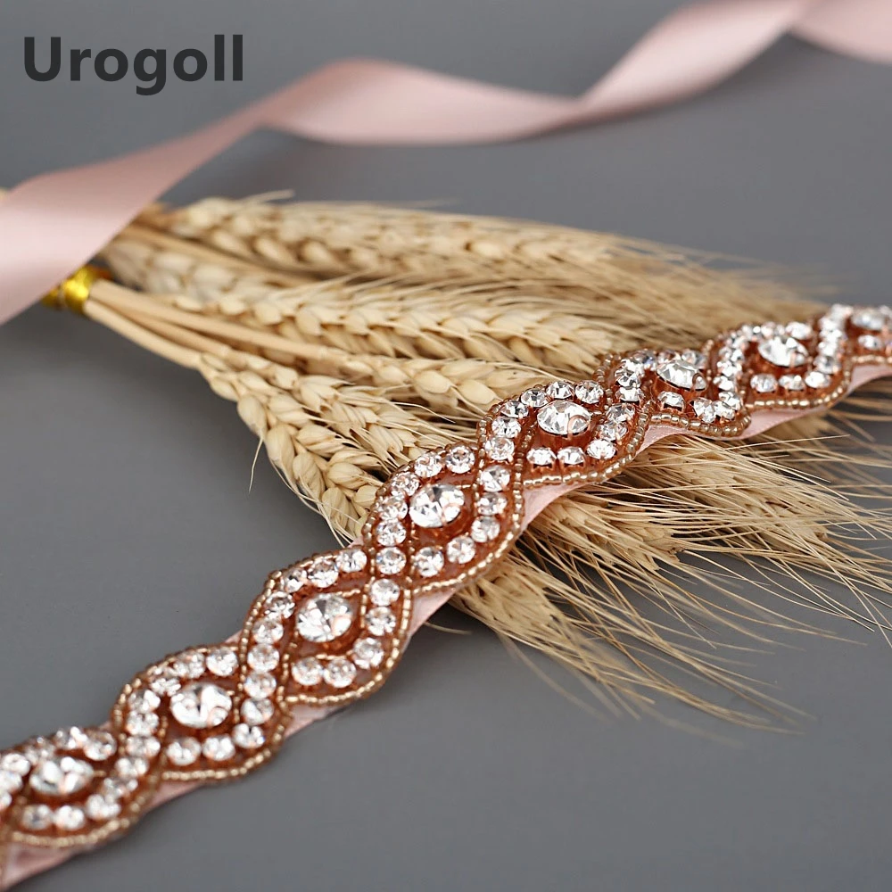 Fashion Women Belt Rose Gold Rhinestone Bridal Belt Thin Crystal Beaded Bridal Belts Women Beaded Belt For Girl Party Dress Up