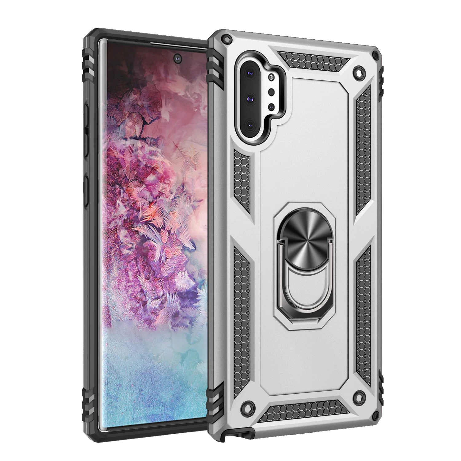 

Luxury Ring Stand Case For Samsung Galaxy Note 10 Pro Plus S10 S20 FE S21 Ultra Armor Silicon Bumper Shockproof Protective Cover