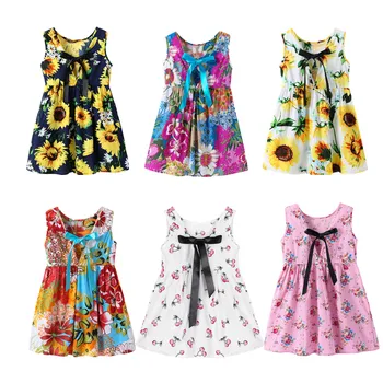 

2019 Girls Dresses Summer Kids Clothes Children Sleeveless Flower Print Princess Dress Elegant 1 2 3 4 5 6 7 8 Year Girl Dress