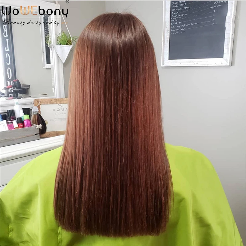 

370 Lace Frontal Wig Chestnut Brown Straight Human Hair Wigs 150 180 Density 360+ Lace Frontal Wig Remy Pre Plucked Qingdao Wigs