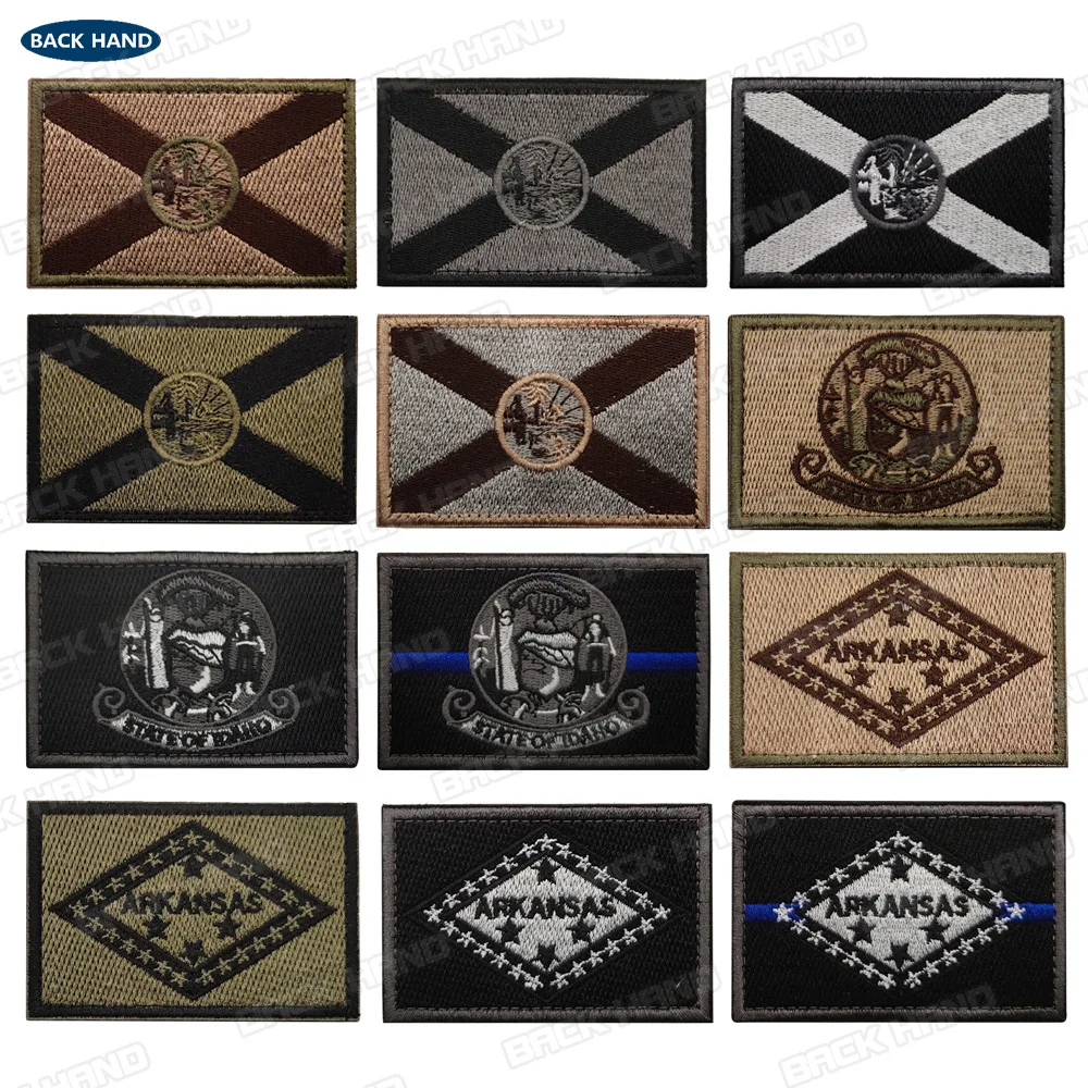 3d вышитые патчи Флорида штат Айдахо флаг США тактический тканевый тканевые