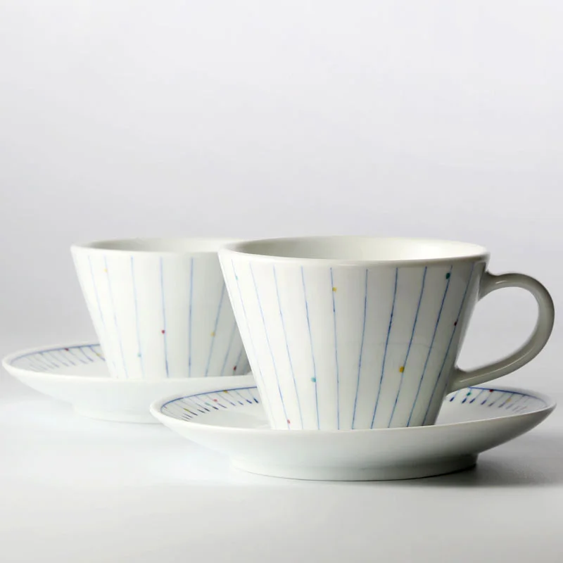 

handmade retro coffee mug ceramic creative brief Europe style porcelain cups and mugs with tray blue stripe high quality brand