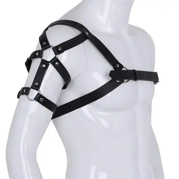 

Adjustable leather harness waist gay sling waist restraint chest exotic tank buckle garter night cosplay metal o-ring belt
