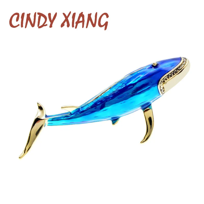 Женская и мужская брошь CINDY XIANG синяя в виде акулы эмалированные Броши унисекс