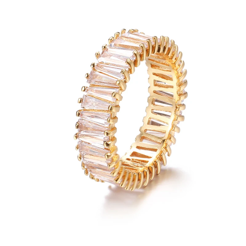 18k gold Emmaya, классический внешний вид, золотого цвета, круговое кольцо с конусовидным прозрачным кубическим цирконием, популярные для женщин, вечерние - Цвет основного камня: 18k gold
