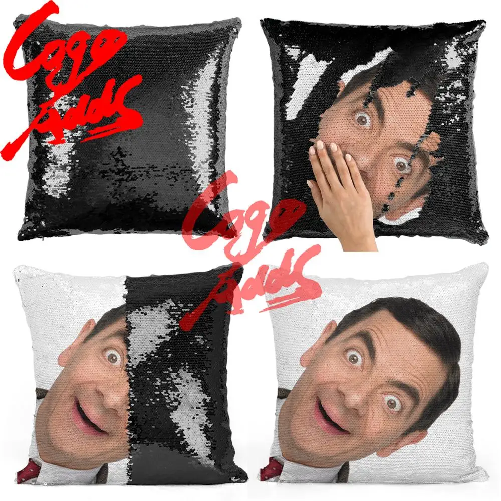 

Mr Bean Rowan Atkinson sequin pillow | sequin Pillowcase | Two color pillow | gift for her | gift for him | pillow magic pillow