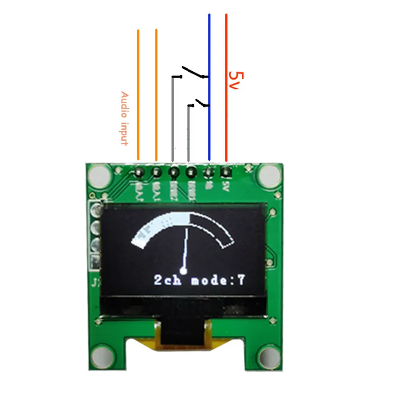 0.96" IPS Color Music Spectrum Display Analyzer  VU Audio Level Indicator White 