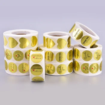 

500/1000PC/Roll Foil Gold Thank You for your purchase Stickers seal labels scrapbooking for gift Packaging stationery sticker