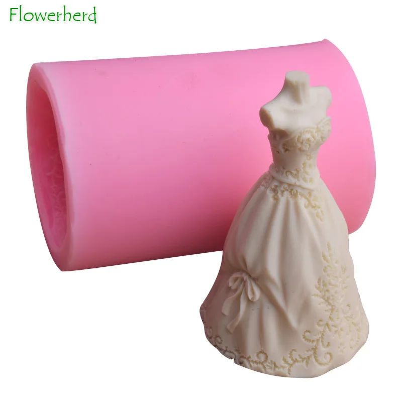 Wedding Dress Candle Making Molds Bride Suit Dress Candle Mold Fondant Silicone Mold Sugar Craft