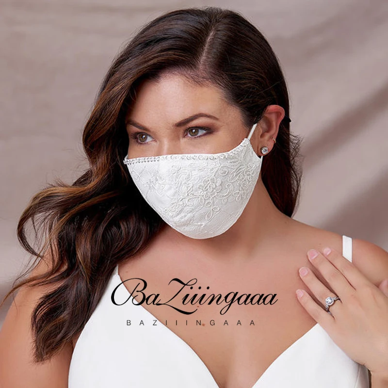 

BAZIIINGAAA Three-layer Ice Silk Design Bridal Lace Masks Suitable for Wedding Brides/bridesmaid Lace Masks Wedding Accessories