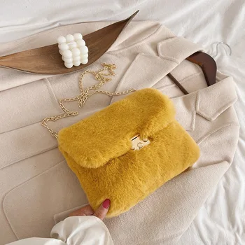

2020 new Designer Fashion Solid Color Shoulder Underarm Bag Women Plush Soft Autumn Winter Fashion Fluffy Female Totes Handbag