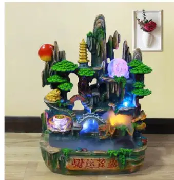 

Indoor rockery fountain handicraft idyllic Chinese birthday gift creative Fengshui wheel household furnishings Home Factory D