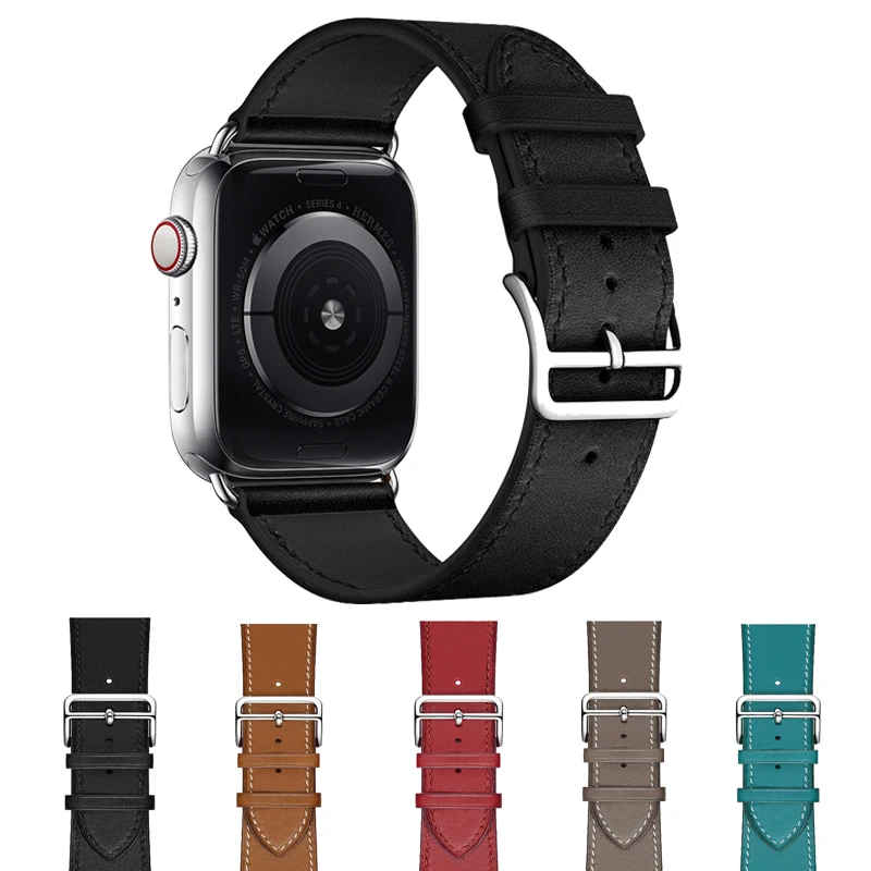 Ремешок из натуральной кожи для Apple Watch 4 3 2 1 38 мм 40 мм для мужчин и женщин кожаный ремешок для iwatch 4 44 мм