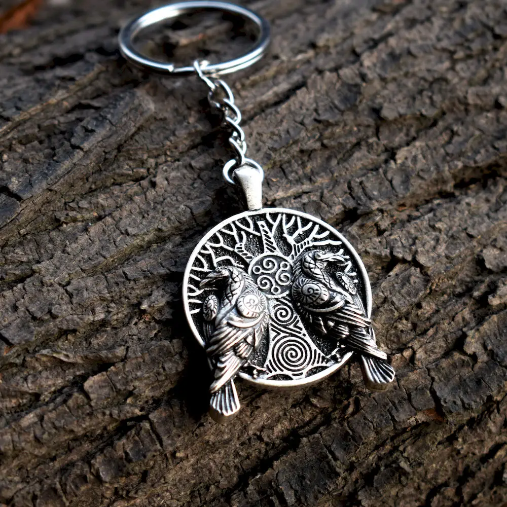 Брелок SanLan Norse talisman viking raven Huginn and Muninn