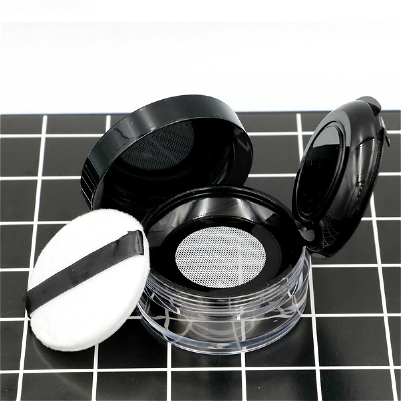 

10types Portable Plastic Powder Box Handheld Empty Loose Powder Pot With Sieve Cosmetic Travel Makeup Jar sifter Container