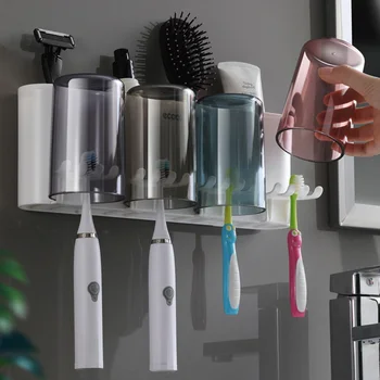 

Toothbrush shelf free punching mouthwash cup brushing cup wall-mounted bathroom wall-mounted storage box tooth cylinder set